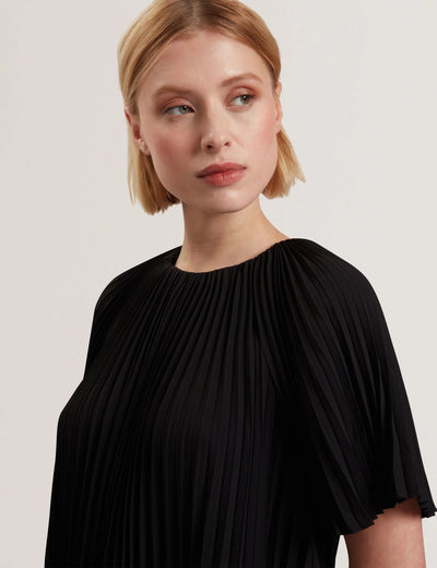Ted Baker Convala Short Sleeve Pleated Mini Dress | Black