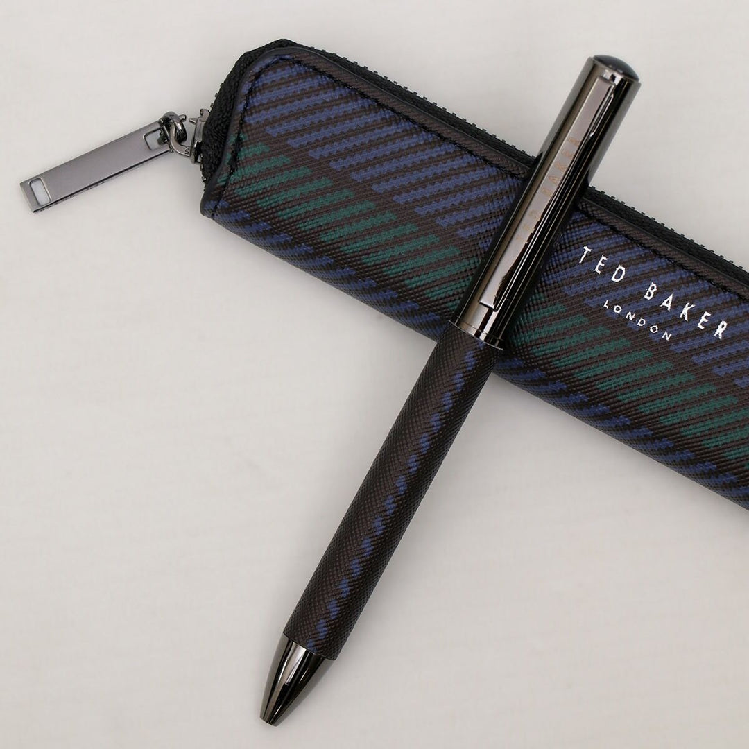 Ted Baker Glenvil Printed Pencil Case and Pen Set | Black