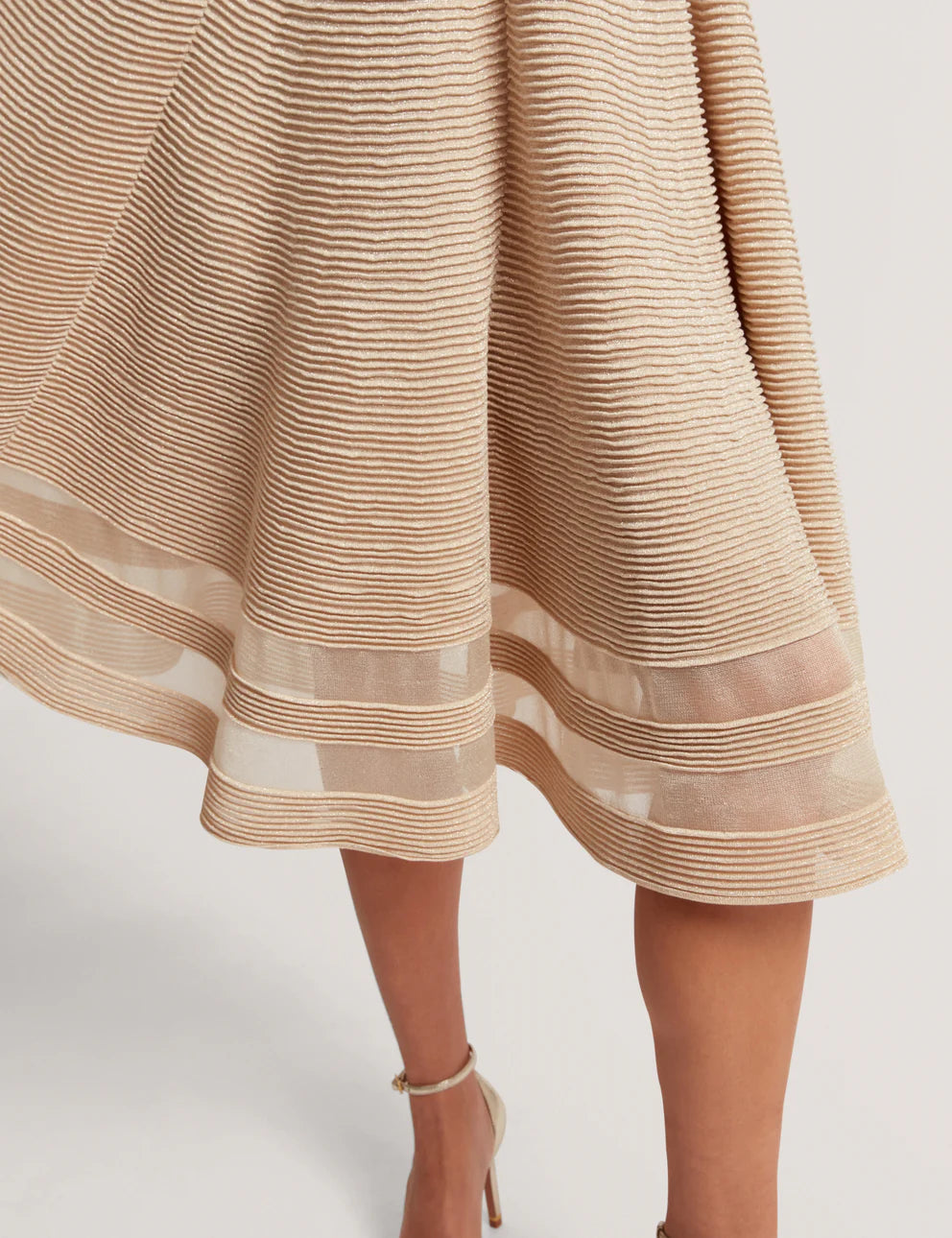 Ted Baker Saalli Knitted Skater Dress with Invisible Panels | Natural