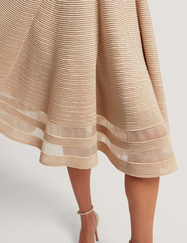 Ted Baker Saalli Knitted Skater Dress with Invisible Panels | Natural