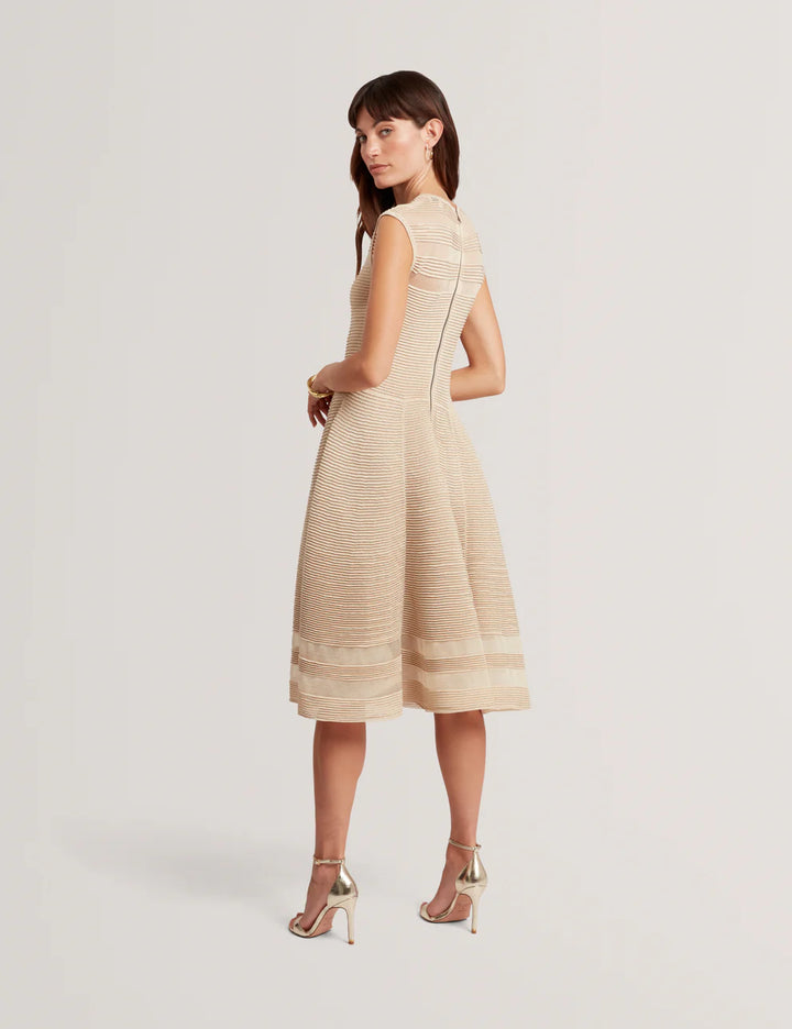 Ted Baker Saalli Knitted Skater Dress with Invisible Panels | Natural