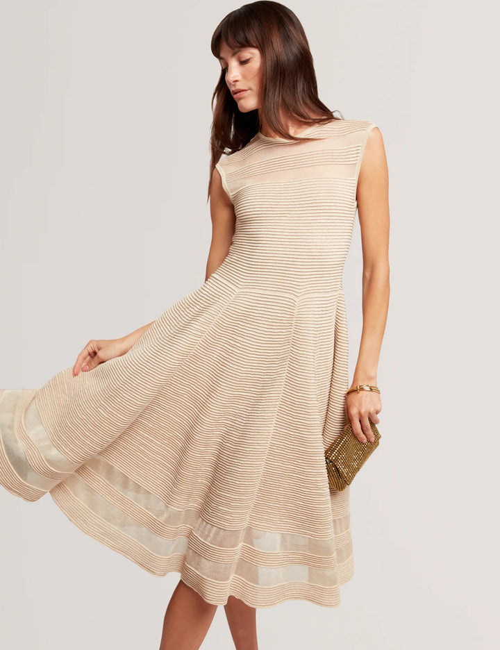 Ted Baker Saalli Knitted Skater Dress with Invisible Panels | Natural
