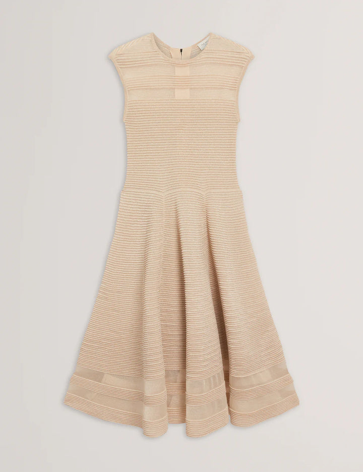 Ted Baker Saalli Knitted Skater Dress with Invisible Panels | Natural