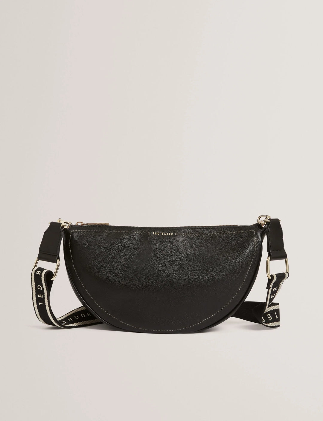 Ted Baker Webbing Strap Leather Sling Crossbody Bag | Black