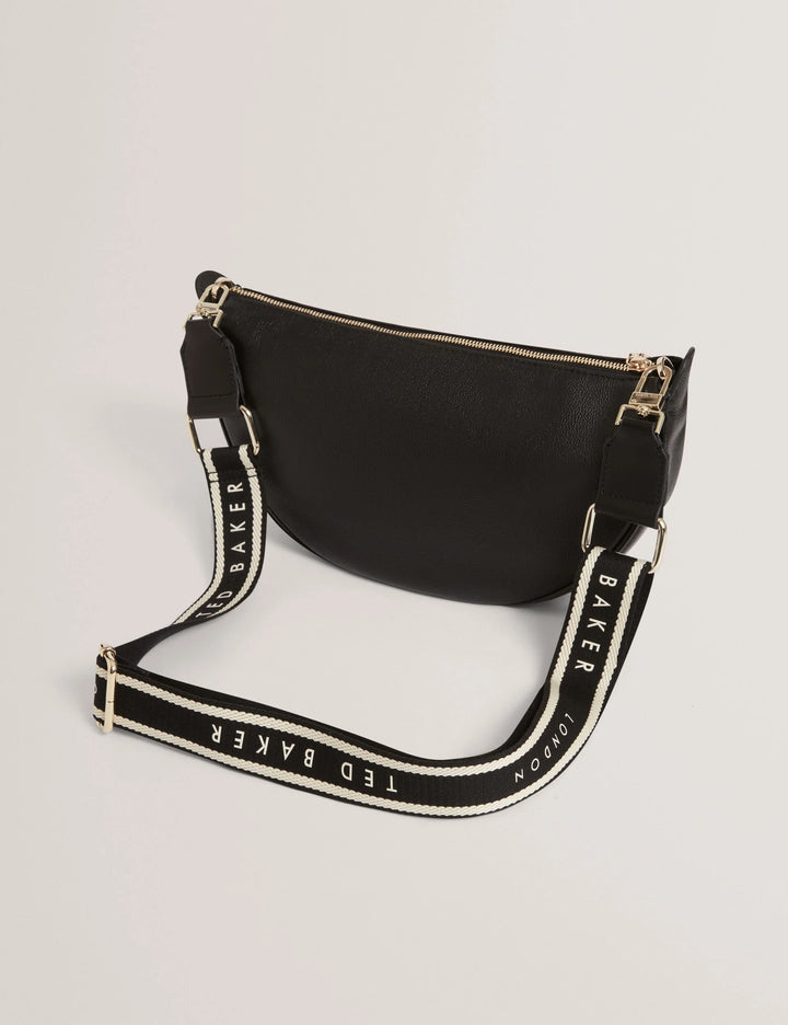 Ted Baker Webbing Strap Leather Sling Crossbody Bag | Black