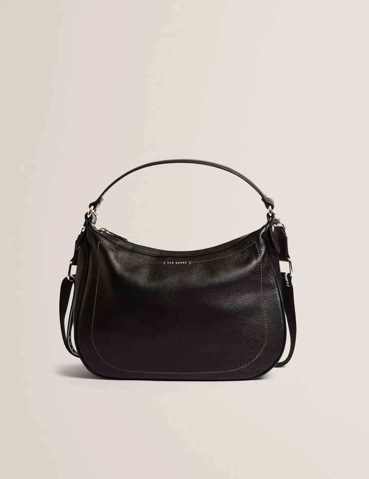 Ted Baker Lyshia Webbing Strap Large Leather Hobo Bag | Black