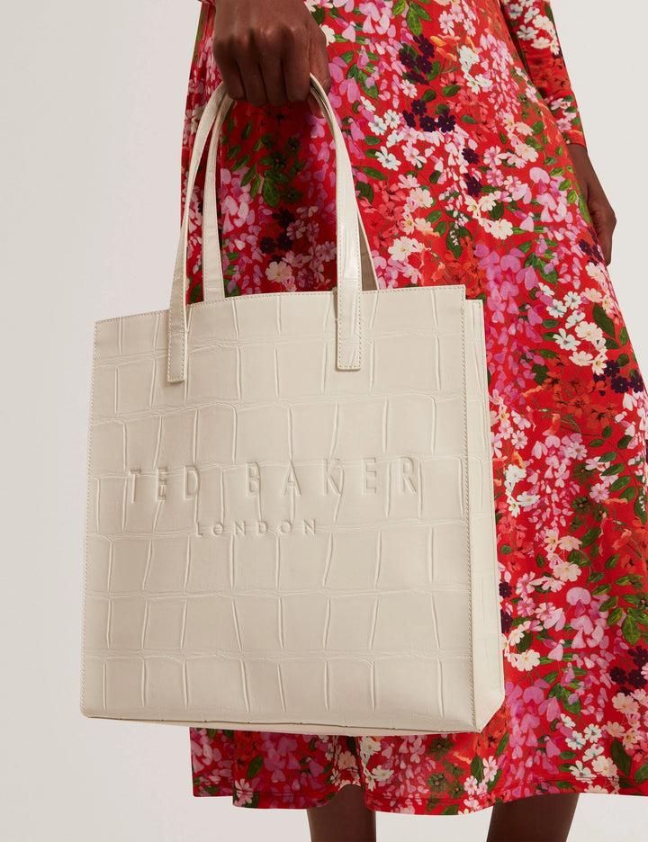 Ted Baker Croccon Large Croc Texture Icon Tote Bag | Ivory
