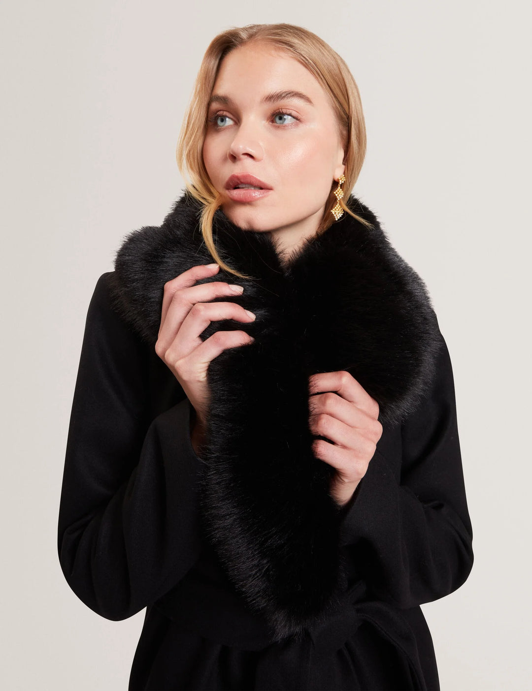 Ted Baker Toroja Faux Fur Belted Short Coat | Black