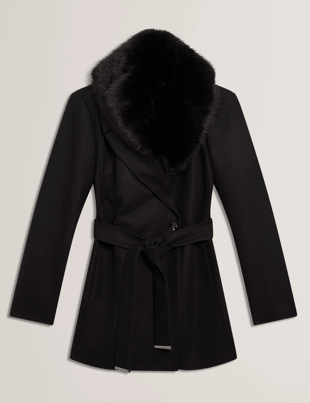 Ted Baker Toroja Faux Fur Belted Short Coat | Black