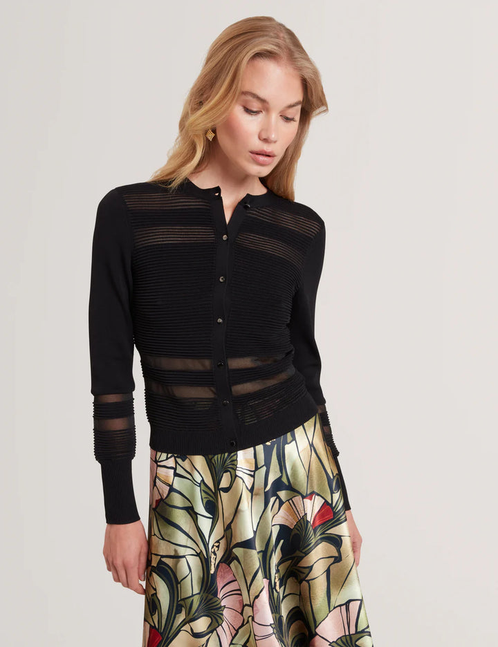 Ted Baker Calyaa Knit Cardigan With Invisible Yarn Panels | Black