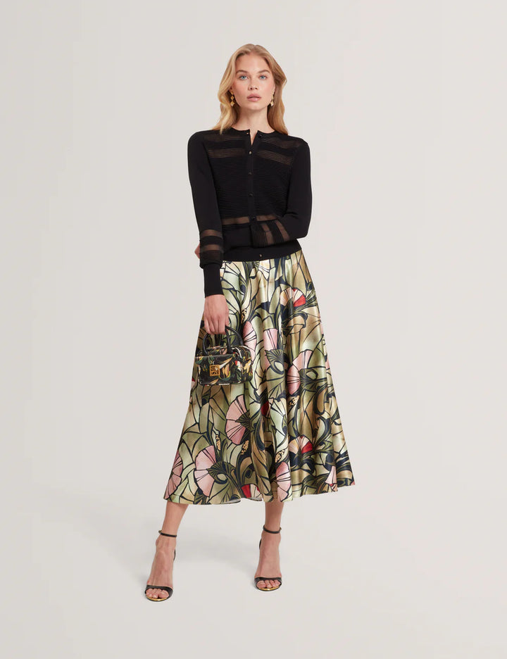 Ted Baker Calyaa Knit Cardigan With Invisible Yarn Panels | Black