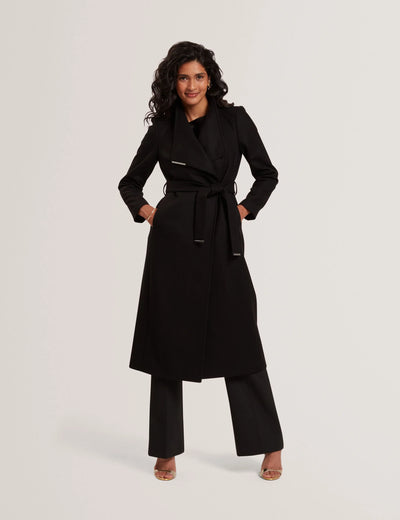 Ted Baker Rosell Long Length Wool Wrap Coat | Black