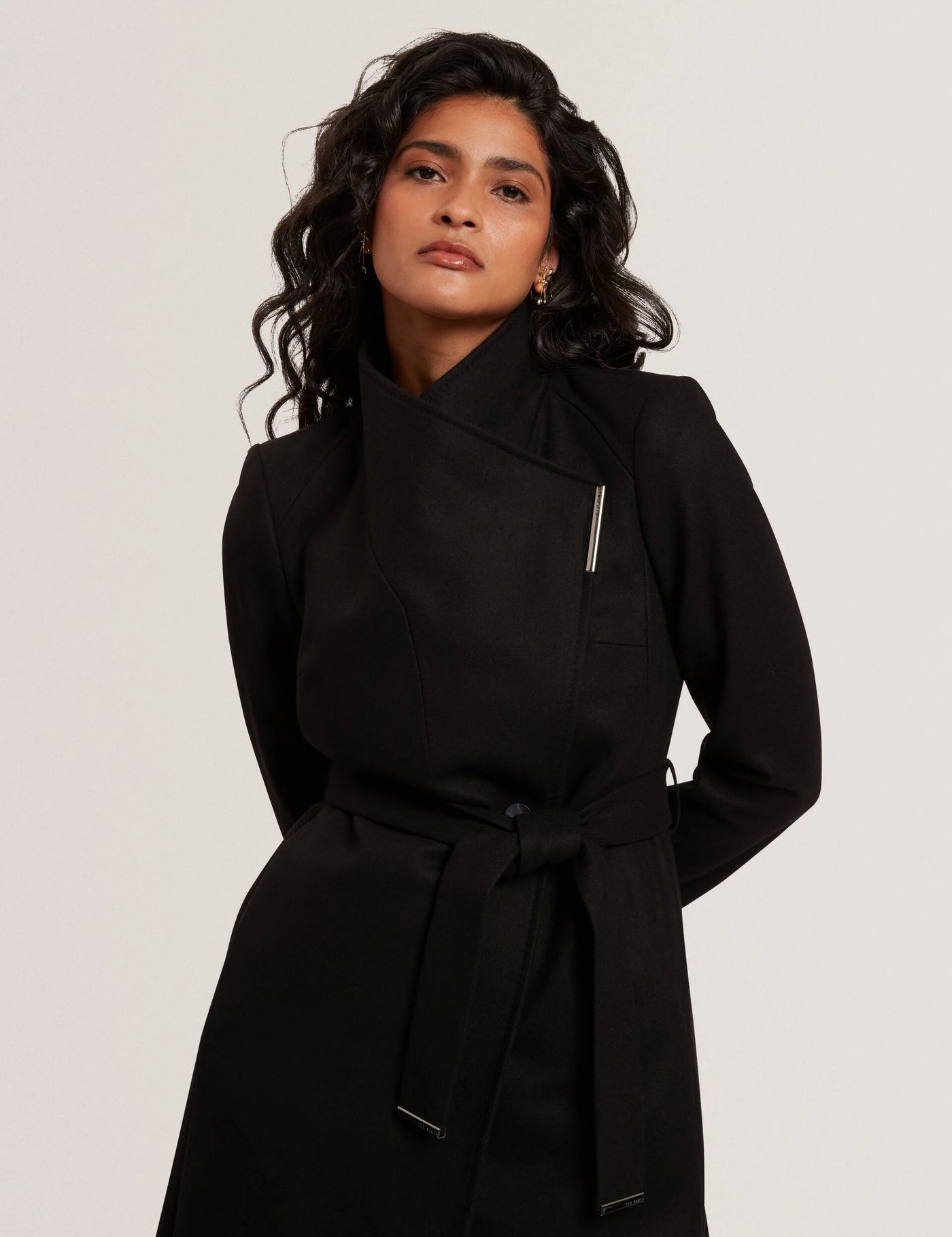 Ted Baker Rosell Long Length Wool Wrap Coat | Black
