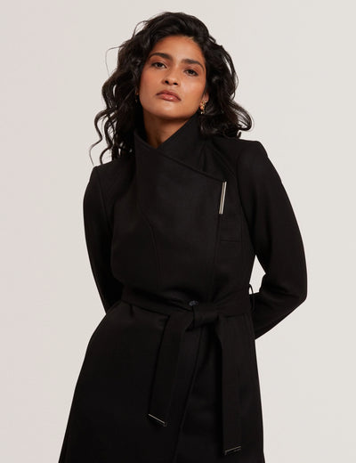 Ted Baker Rosell Long Length Wool Wrap Coat | Black