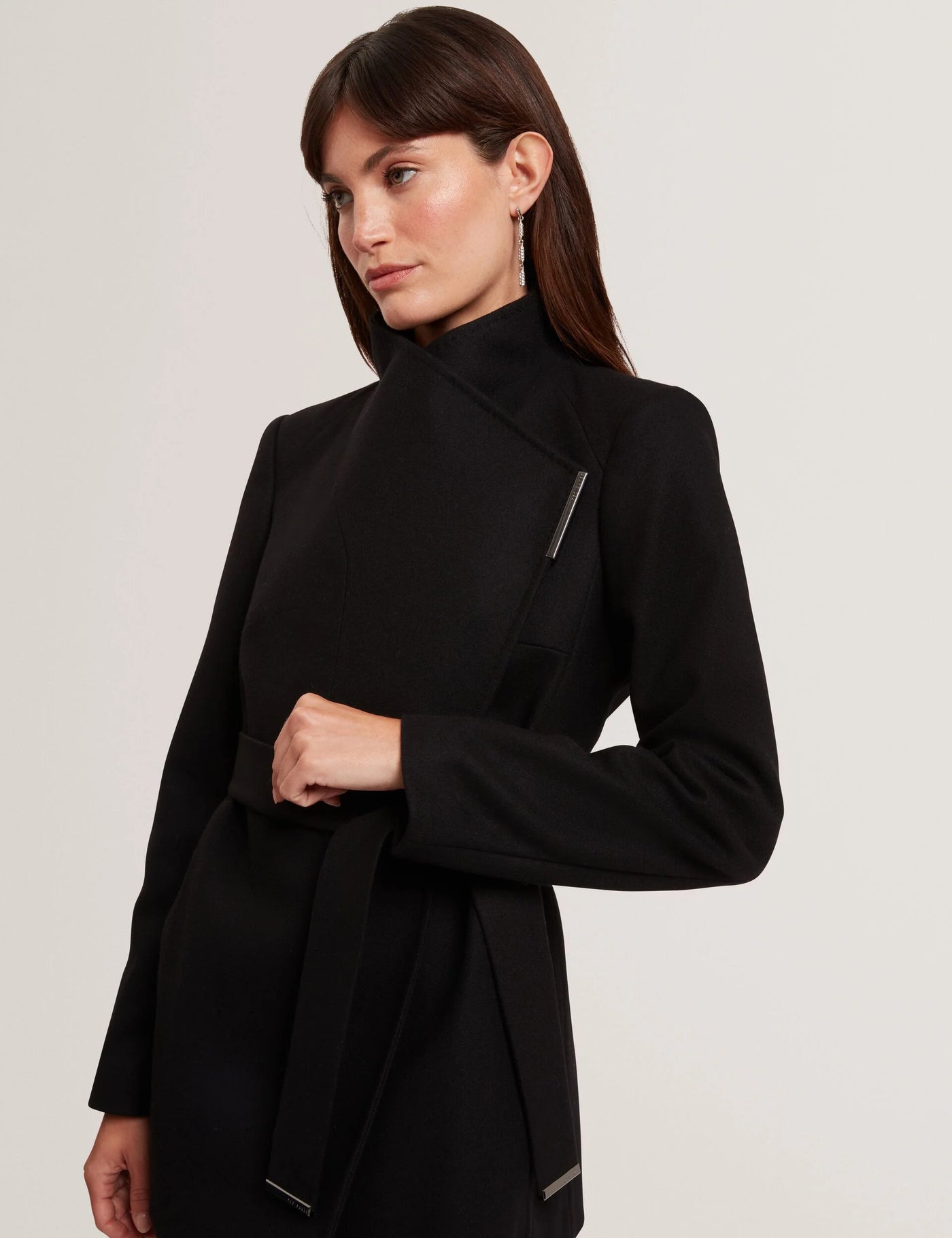 Ted Baker Rosess Short Belted Wool Wrap Coat | Black