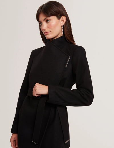 Ted Baker Rosess Short Belted Wool Wrap Coat | Black