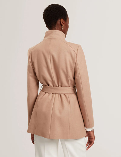 Ted Baker Rosess Short Belted Wool Wrap Coat | Camel
