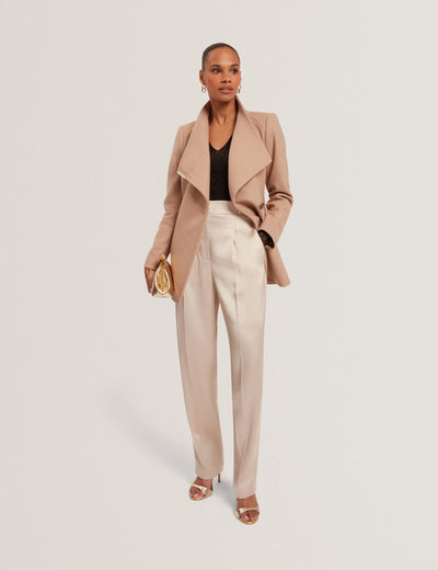 Ted Baker Rosess Short Belted Wool Wrap Coat | Camel