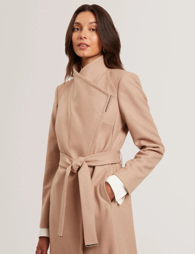 Ted Baker Rose Midi Length Belted Wool Wrap Coat | Camel