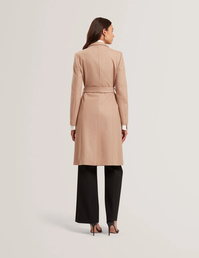 Ted Baker Rose Midi Length Belted Wool Wrap Coat | Camel