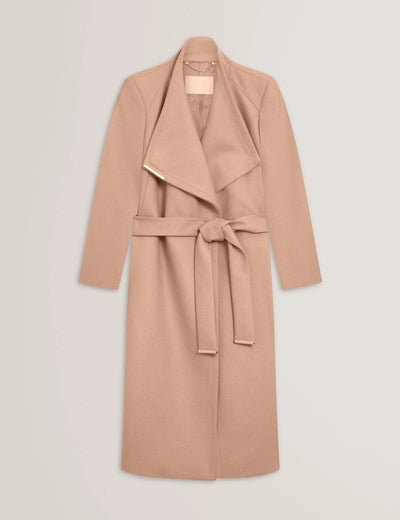 Ted Baker Rose Midi Length Belted Wool Wrap Coat | Camel