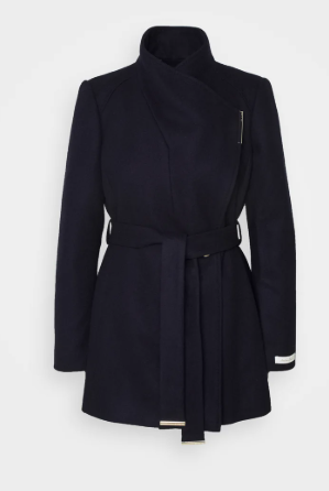 Ted Baker Rosess Short Belted Wool Wrap Coat | Navy
