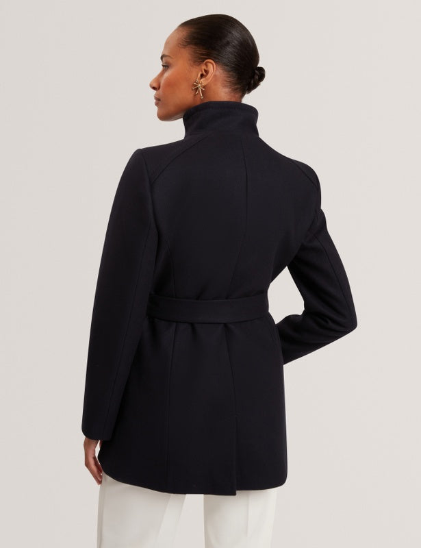 Ted Baker Rosess Short Belted Wool Wrap Coat | Navy