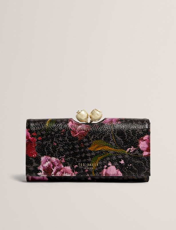 Ted Baker Talana Printed Floral Large Leather Bobble Purse | Black