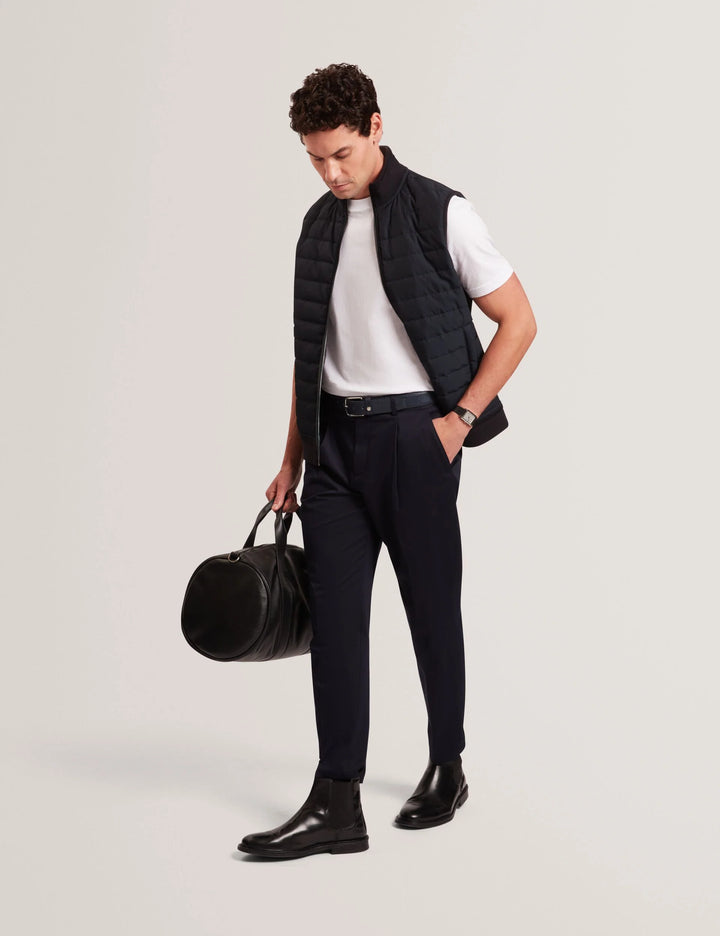 Ted Baker Quilted Front Funnel Neck Zip-Up Gilet | Navy