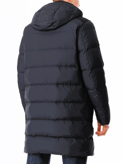 Paul & Shark Re-Goose Down Long Puffer with Shark Fin | Black