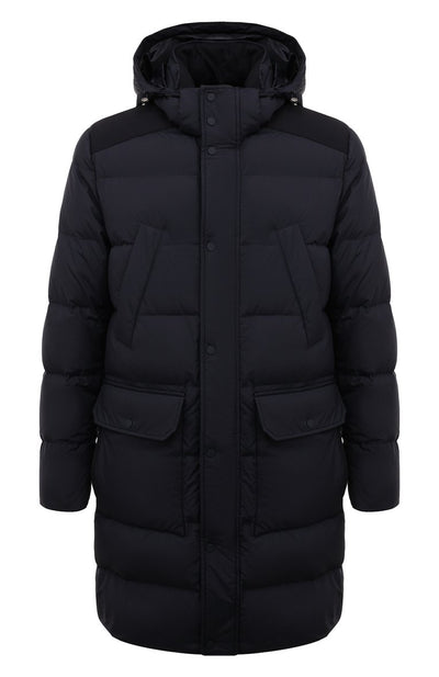 Paul & Shark Re-Goose Down Long Puffer with Shark Fin | Black