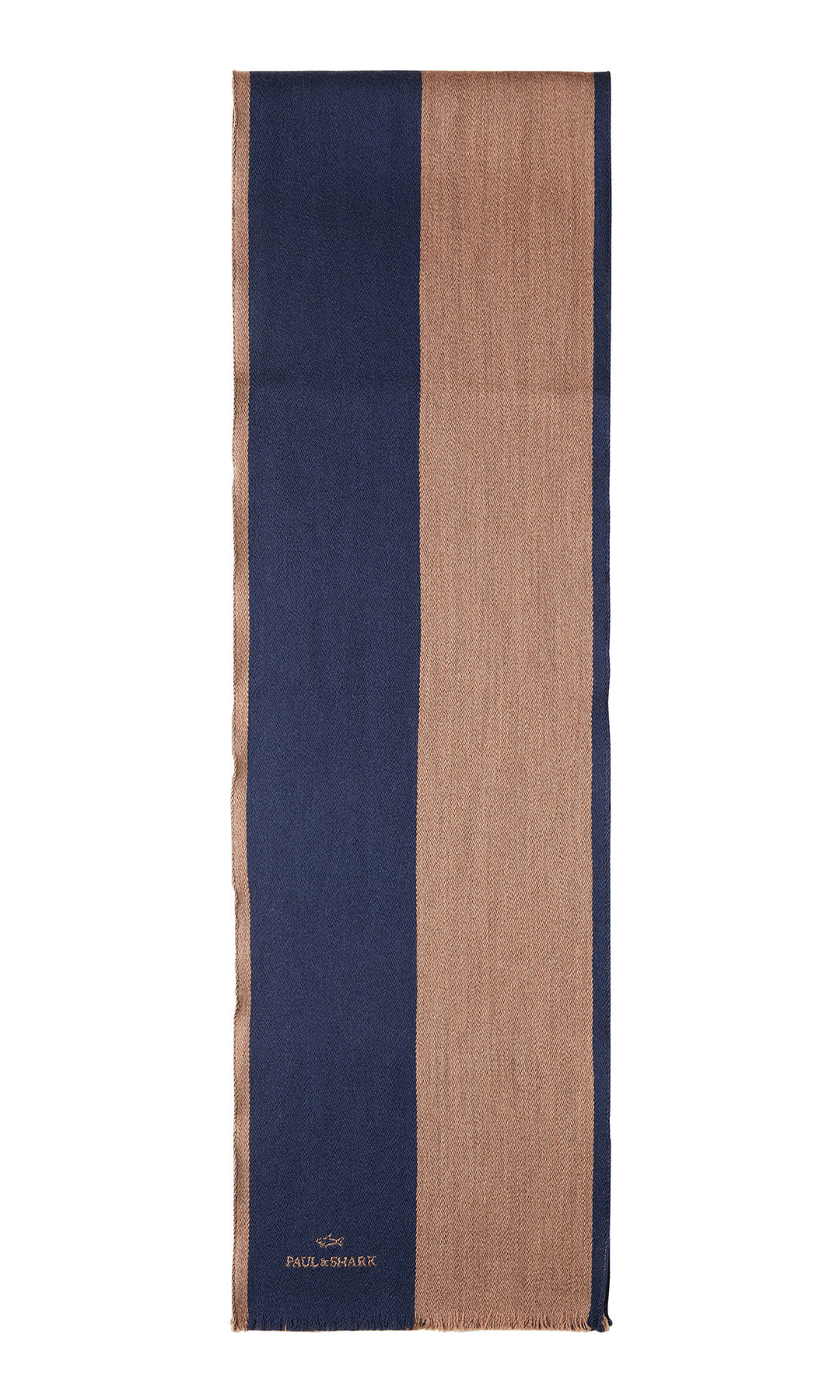 Paul & Shark Logo-jacquard Bicolor Wool Scarf | Navy/Tan