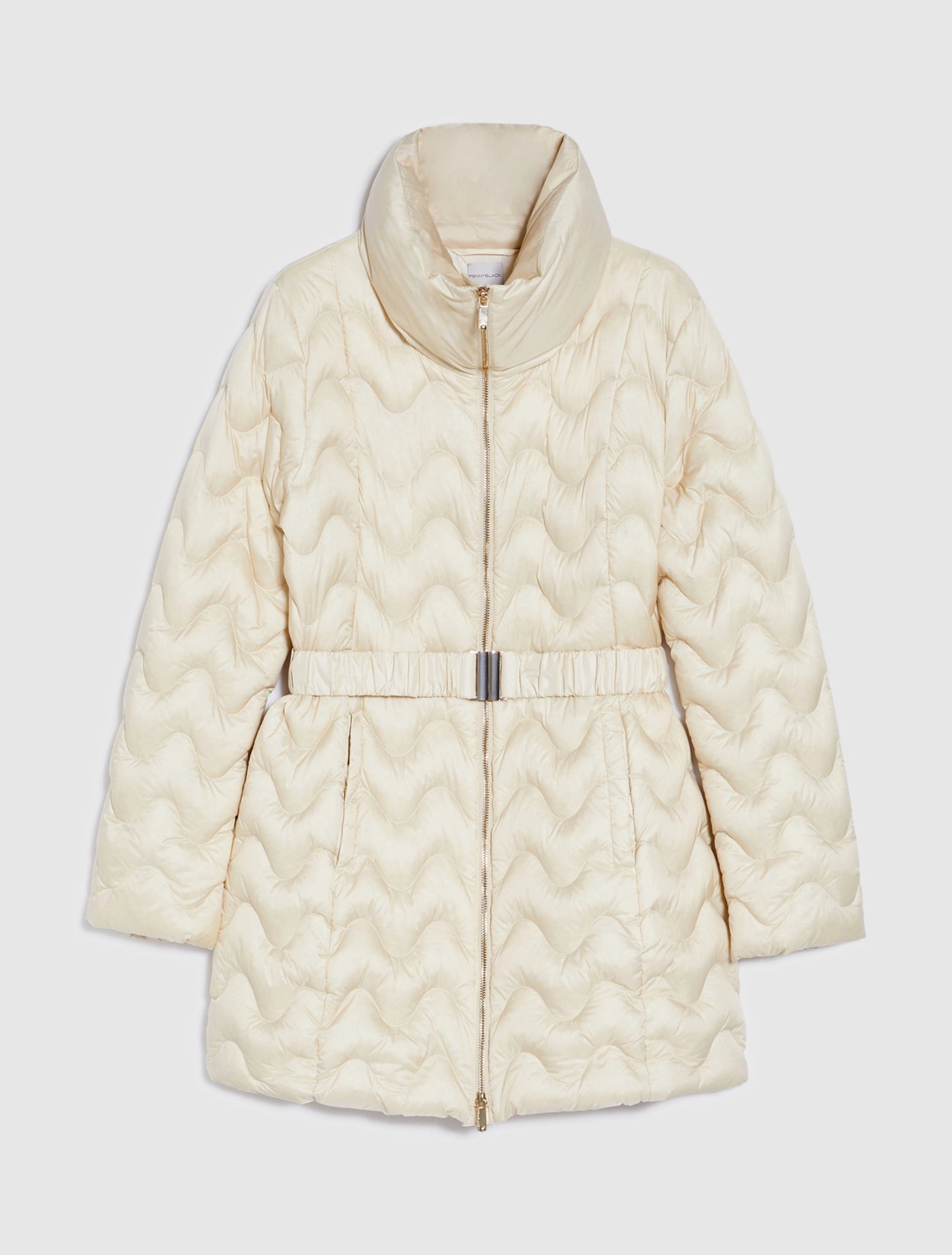 Penny Black Wave topstiched Down Jacket | White/Ivory