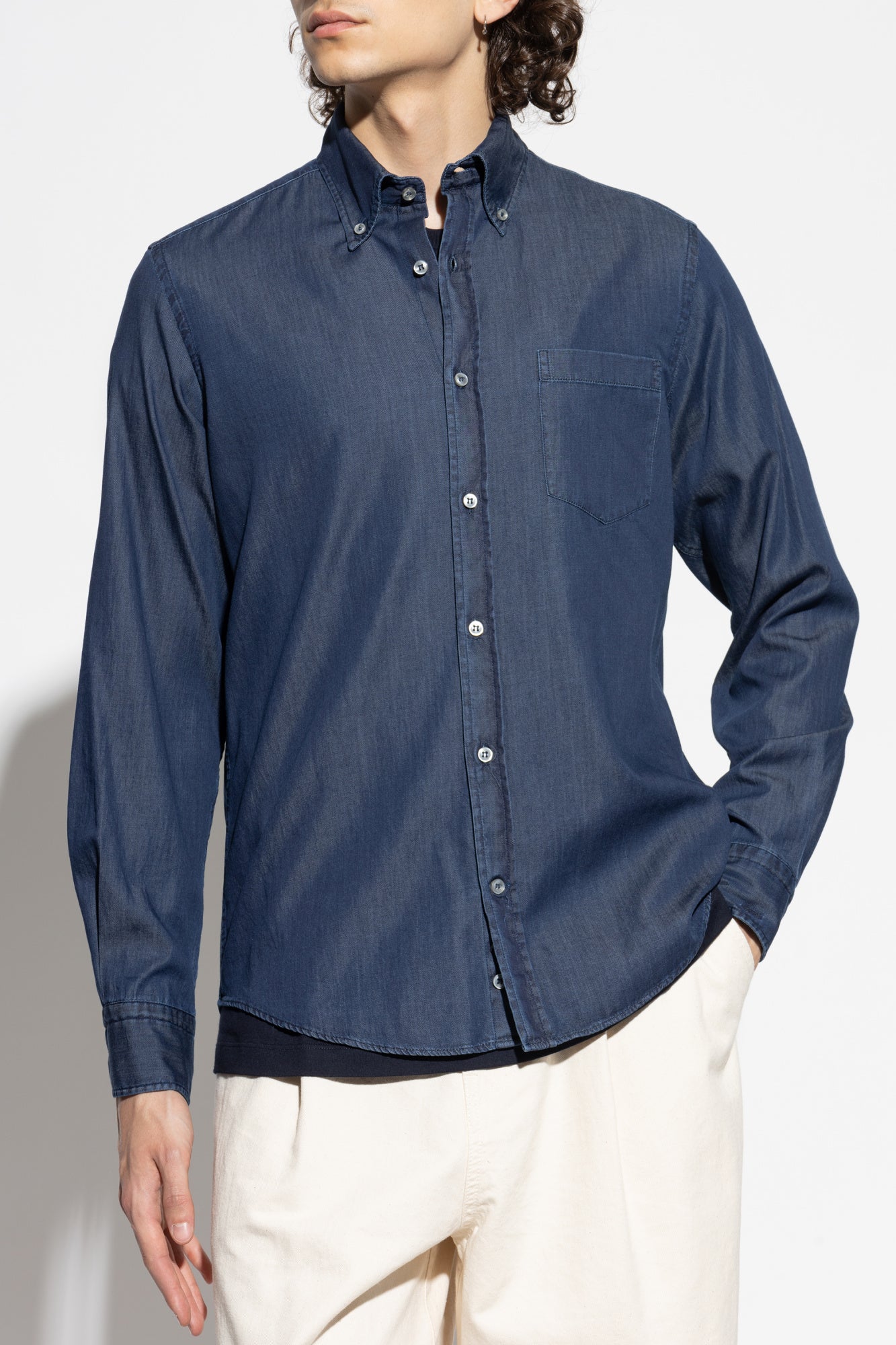 Paul & Shark Giza Cotton X-Soft Light Denim Shirt | Navy