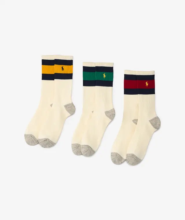 Ralph Lauren Crew Sock three-pack | Red/Green/Yellow