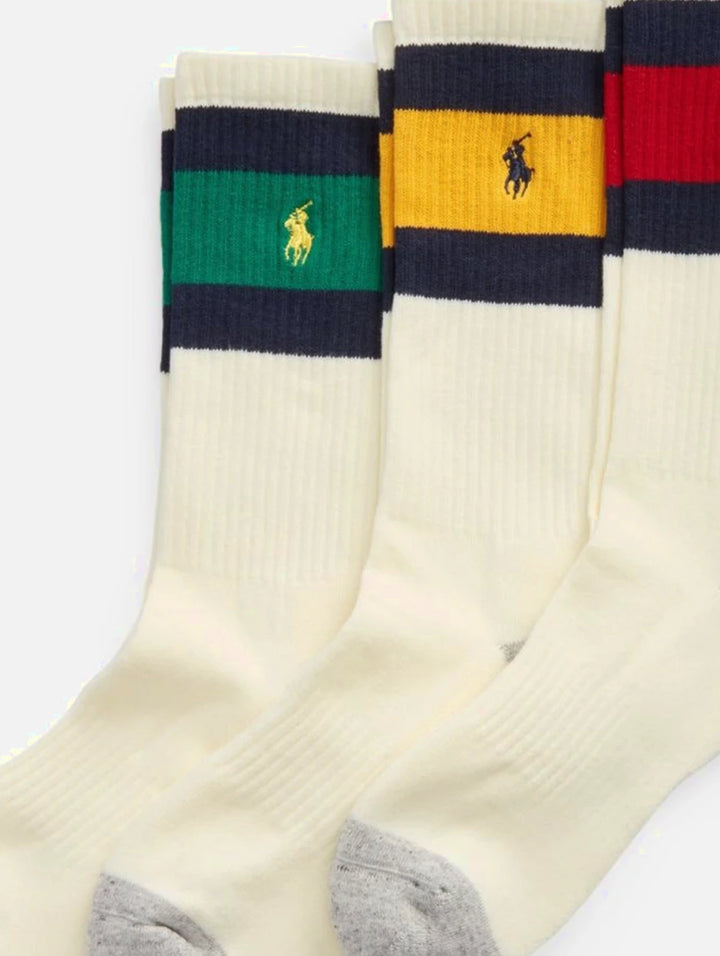 Ralph Lauren Crew Sock three-pack | Red/Green/Yellow