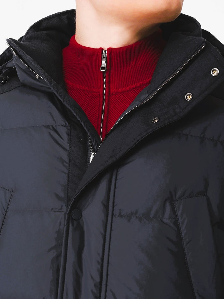 Paul & Shark Re-Goose Down Long Puffer with Shark Fin | Black