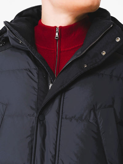 Paul & Shark Re-Goose Down Long Puffer with Shark Fin | Black