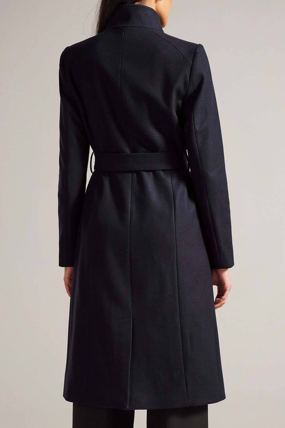 Ted Baker Rose Midi Length Belted Wool Wrap Coat | Navy
