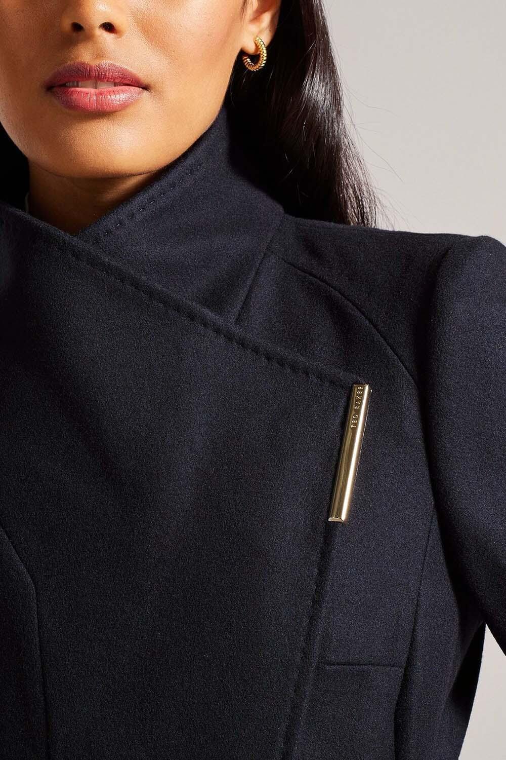 Ted Baker Rose Midi Length Belted Wool Wrap Coat | Navy