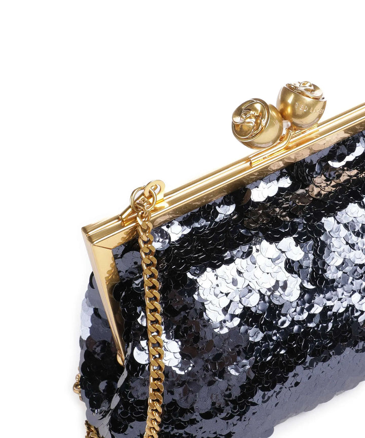 Ted Baker Sequinz Rose Detail Sequin Clutch Bag | Navy