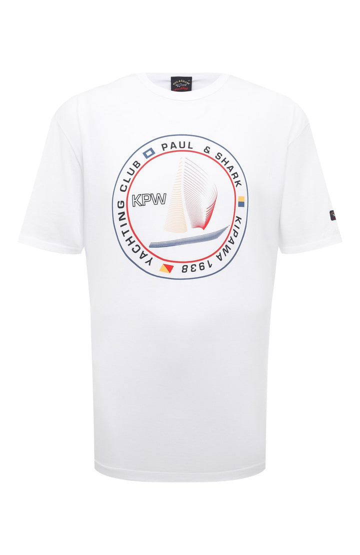 Paul & Shark Organic Cotton T-Shirt with Kipawa Print | White