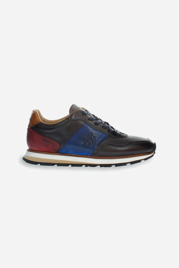 La Martina Men's Trainer in Leather | Brown/Blue