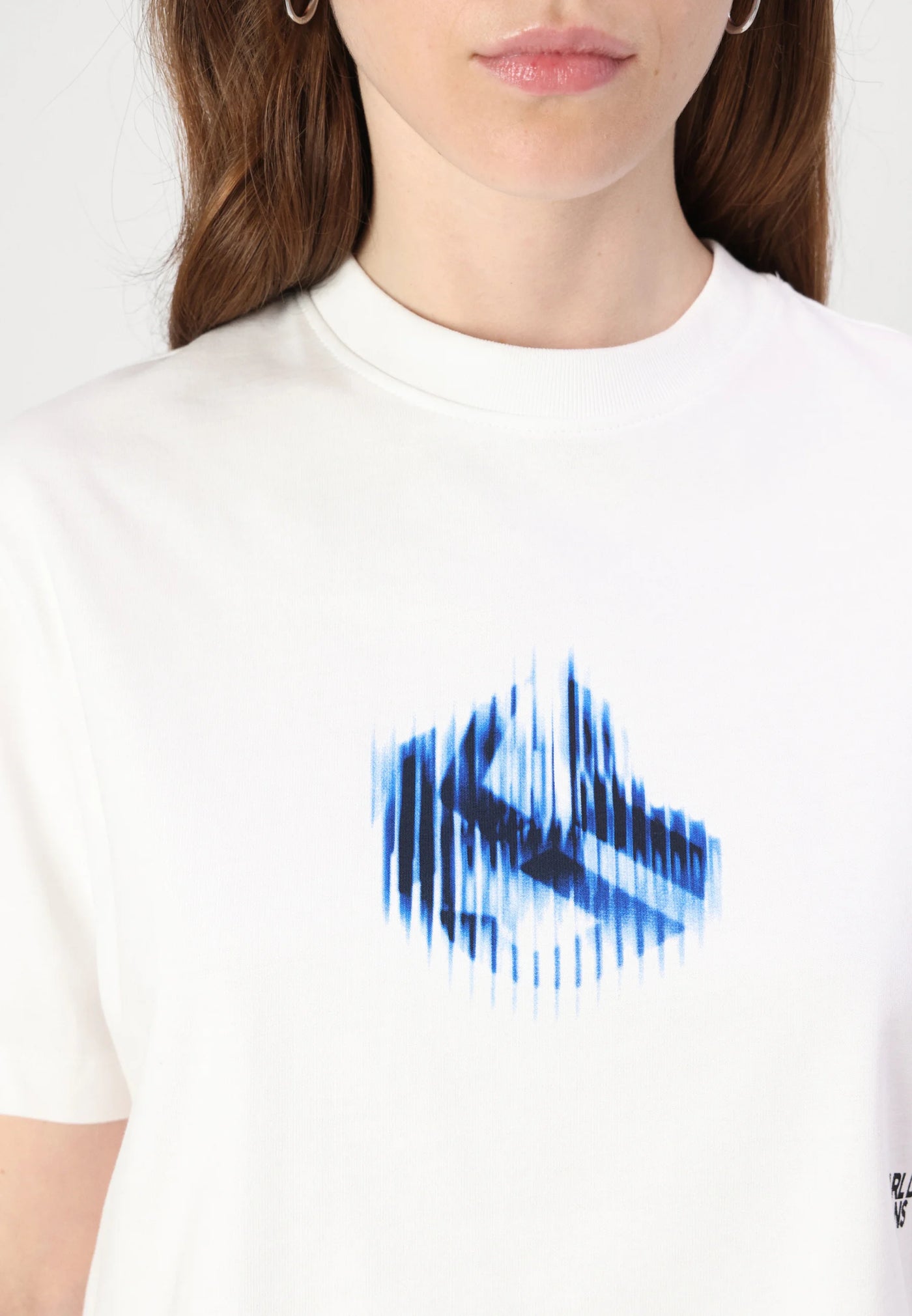 Karl Lagerfeld Boxy Glitched Logo T-shirt | White