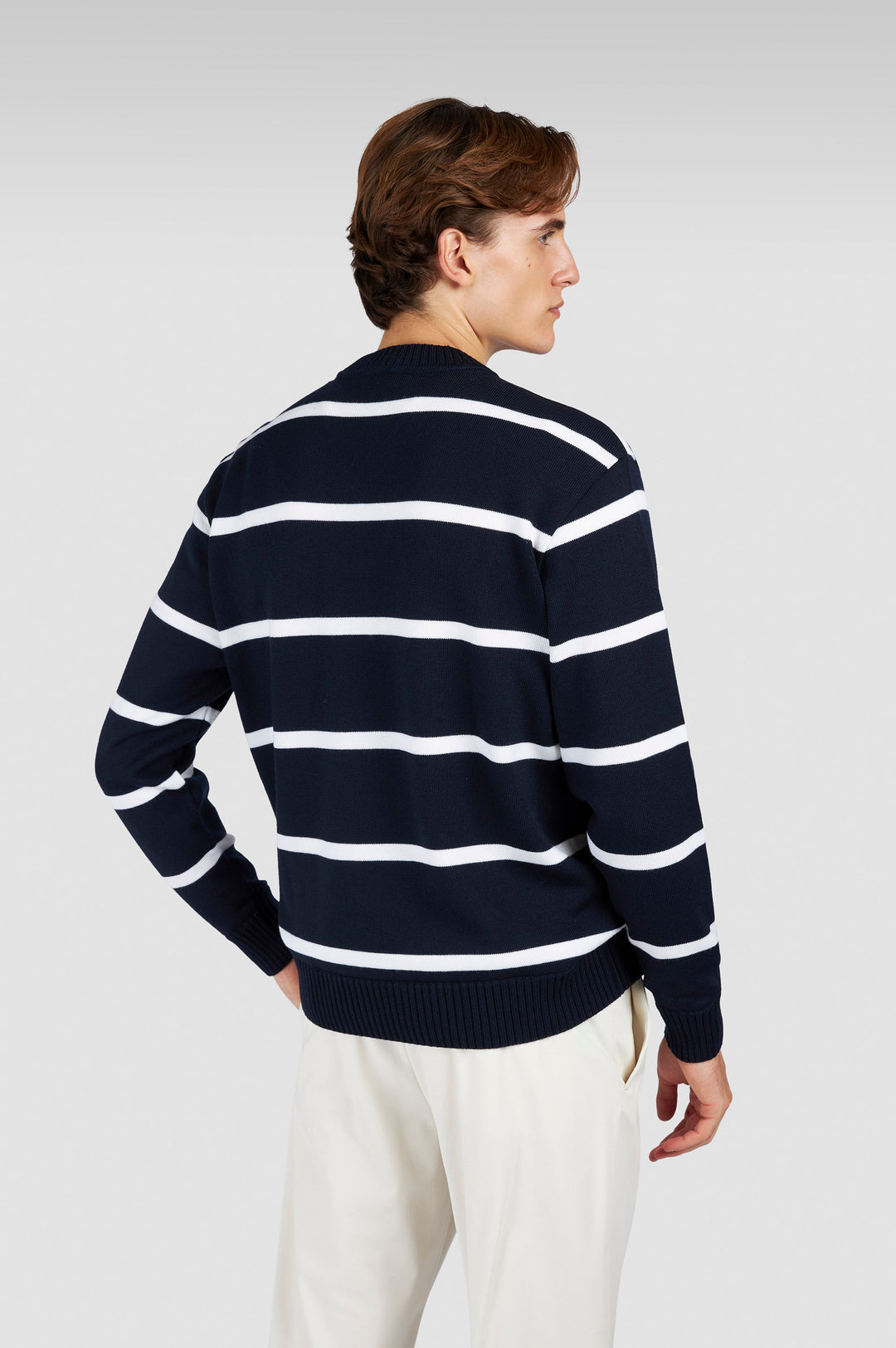 Paul & Shark Soft Cool Touch Wool Crewneck | Navy/White