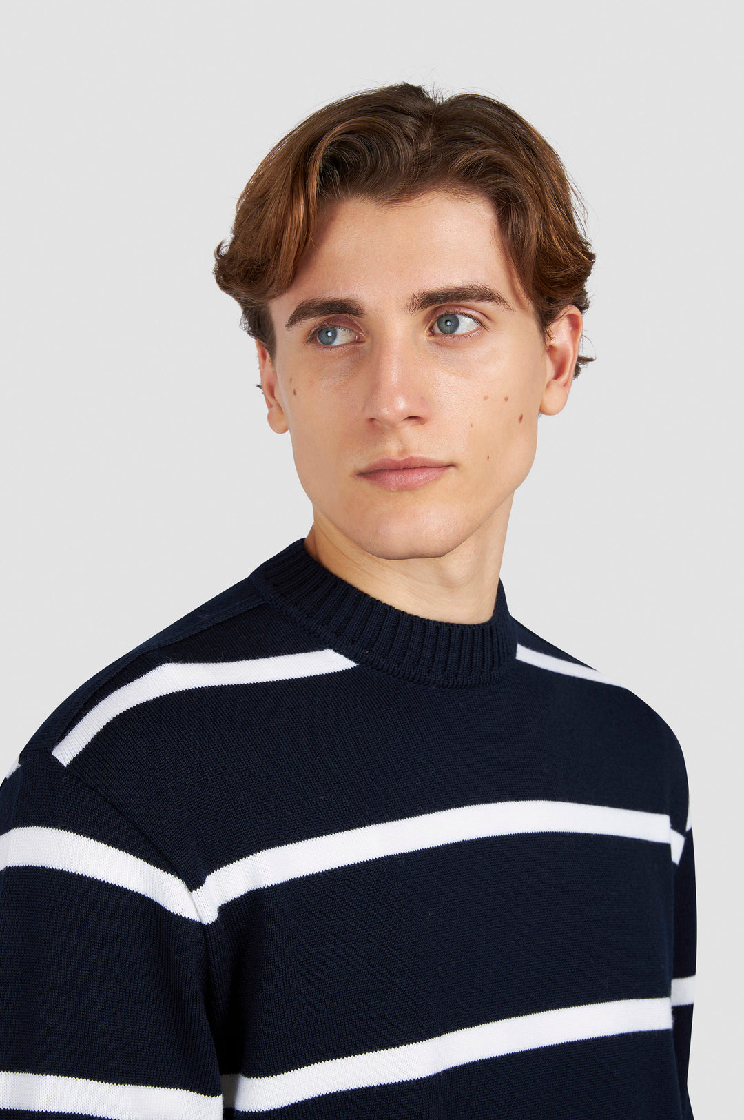 Paul & Shark Soft Cool Touch Wool Crewneck | Navy/White