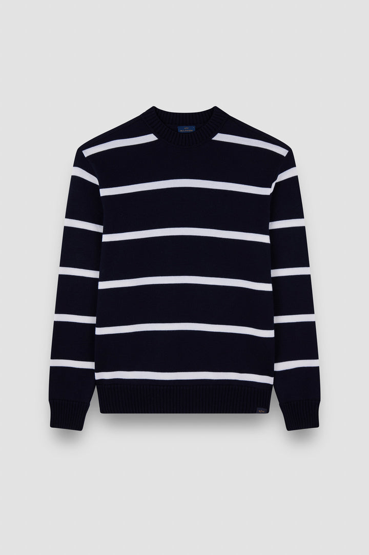 Paul & Shark Soft Cool Touch Wool Crewneck | Navy/White