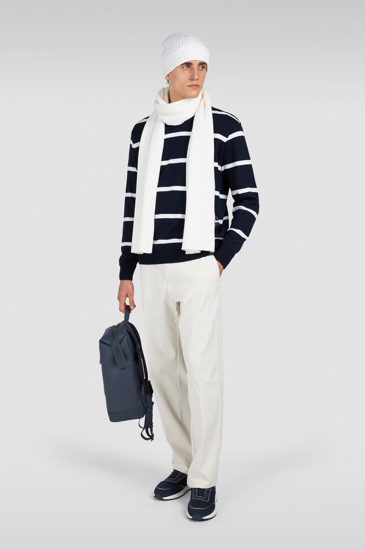 Paul & Shark Soft Cool Touch Wool Crewneck | Navy/White