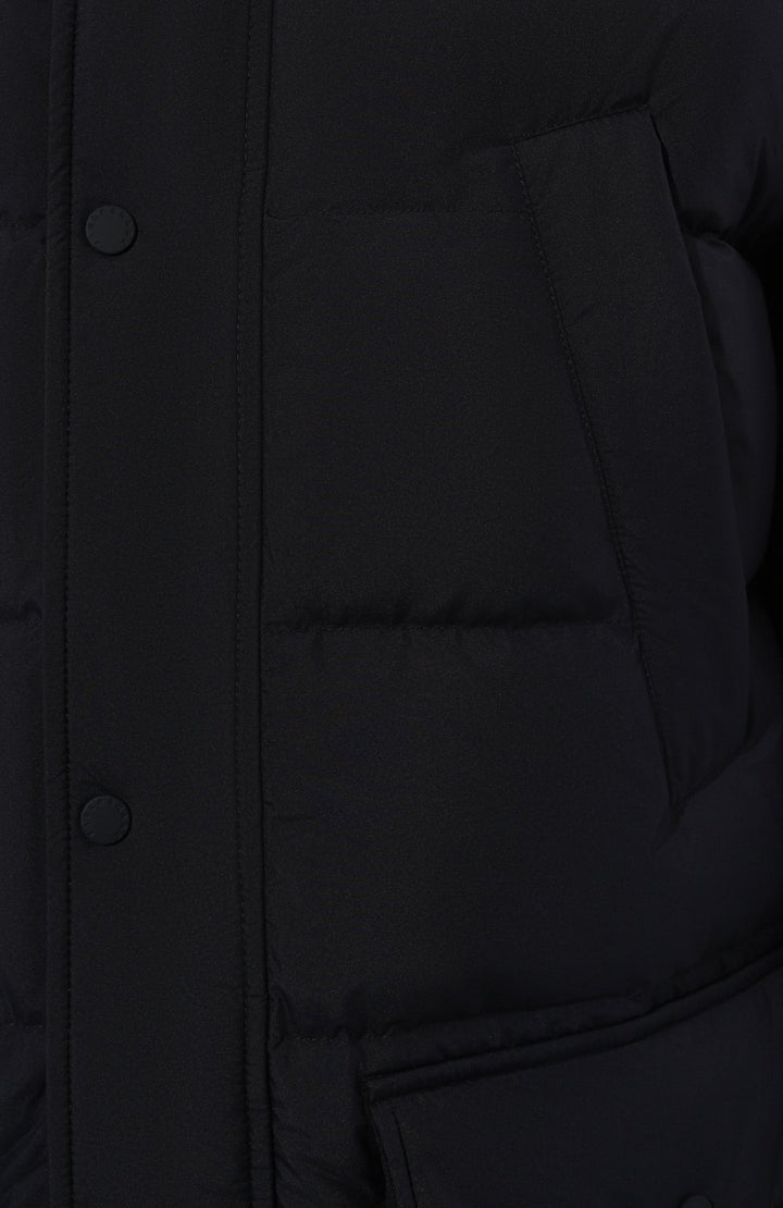 Paul & Shark Re-Goose Down Long Puffer with Shark Fin | Black