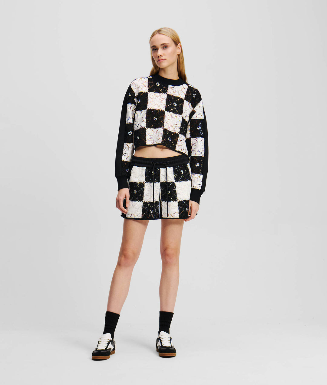 Karl Lagerfeld Women's Crochet Shorts | Black/White